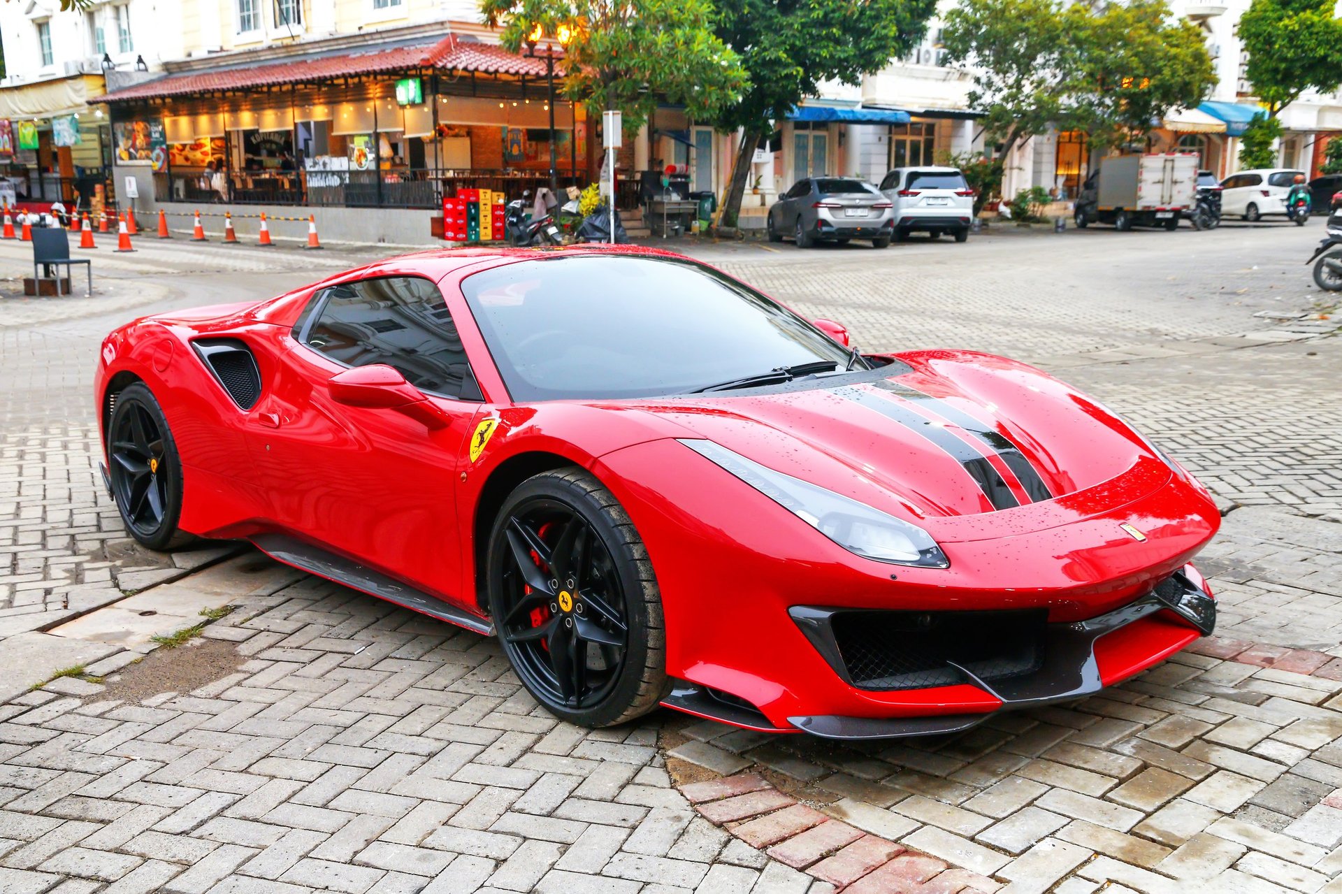 Red Ferrari 488 Pista Spider supercar